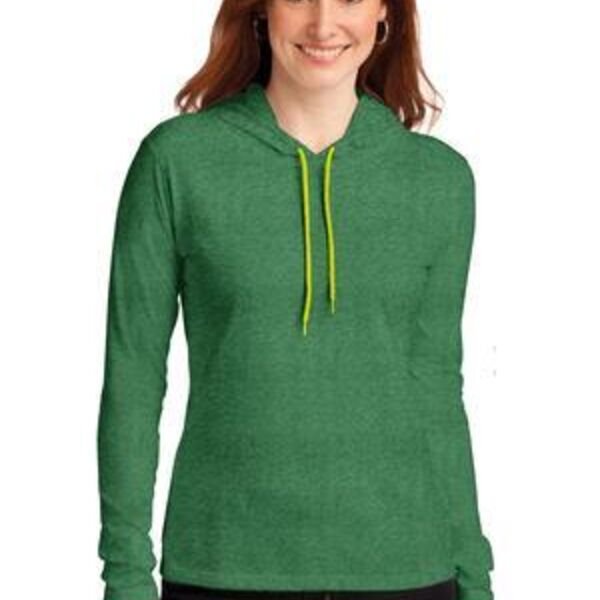 Ladies 100% Combed Ring Spun Cotton Long Sleeve Hooded T Shirt Thumbnail