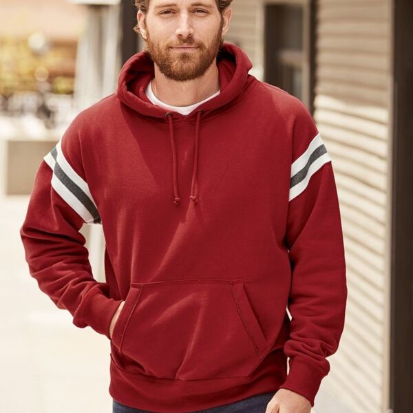 SEW N STITCHES - J. America - Vintage Athletic Hooded Sweatshirt WITH SLEEVE STRIPES Thumbnail