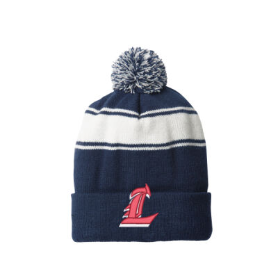 LHS -Stripe Pom Pom Beanie Thumbnail
